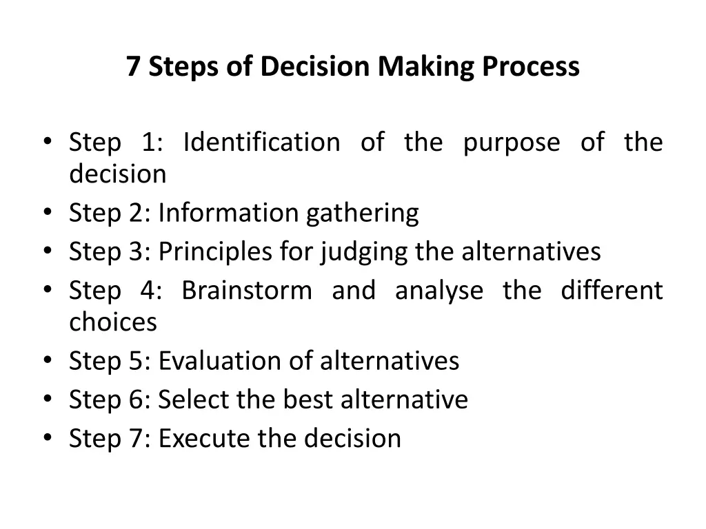 7 steps of decision making process