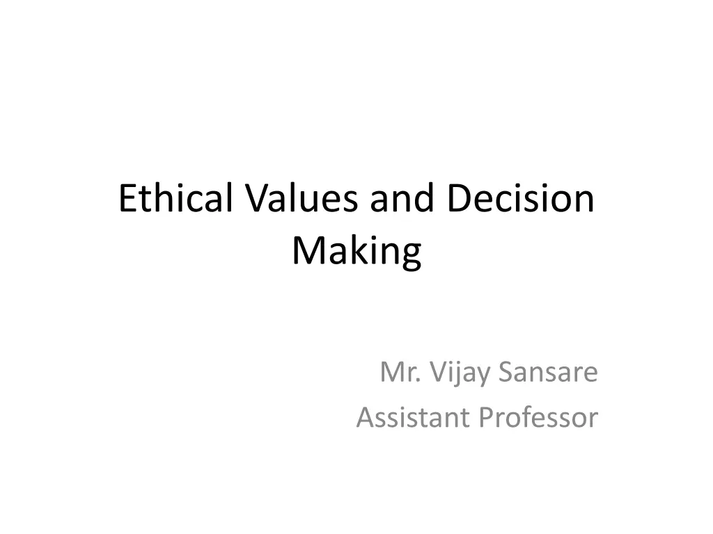 ethical values and decision making