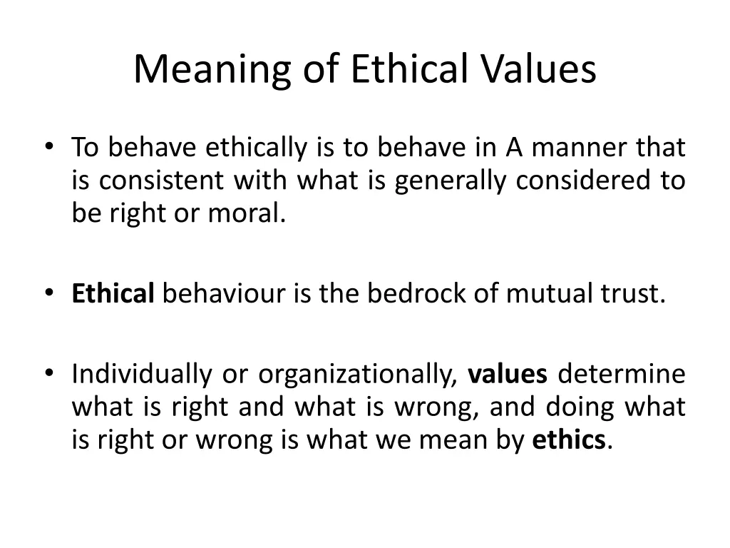 meaning of ethical values