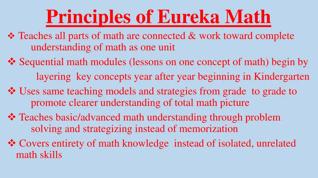 principles of eureka math teaches all parts