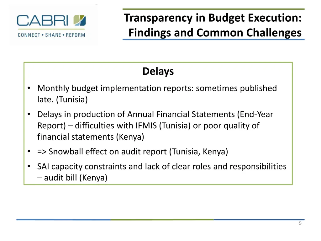 transparency in budget execution findings