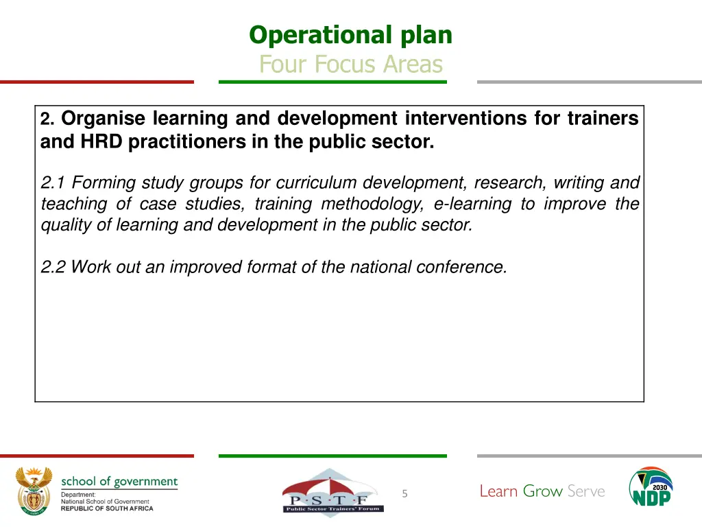 operational plan four focus areas 1