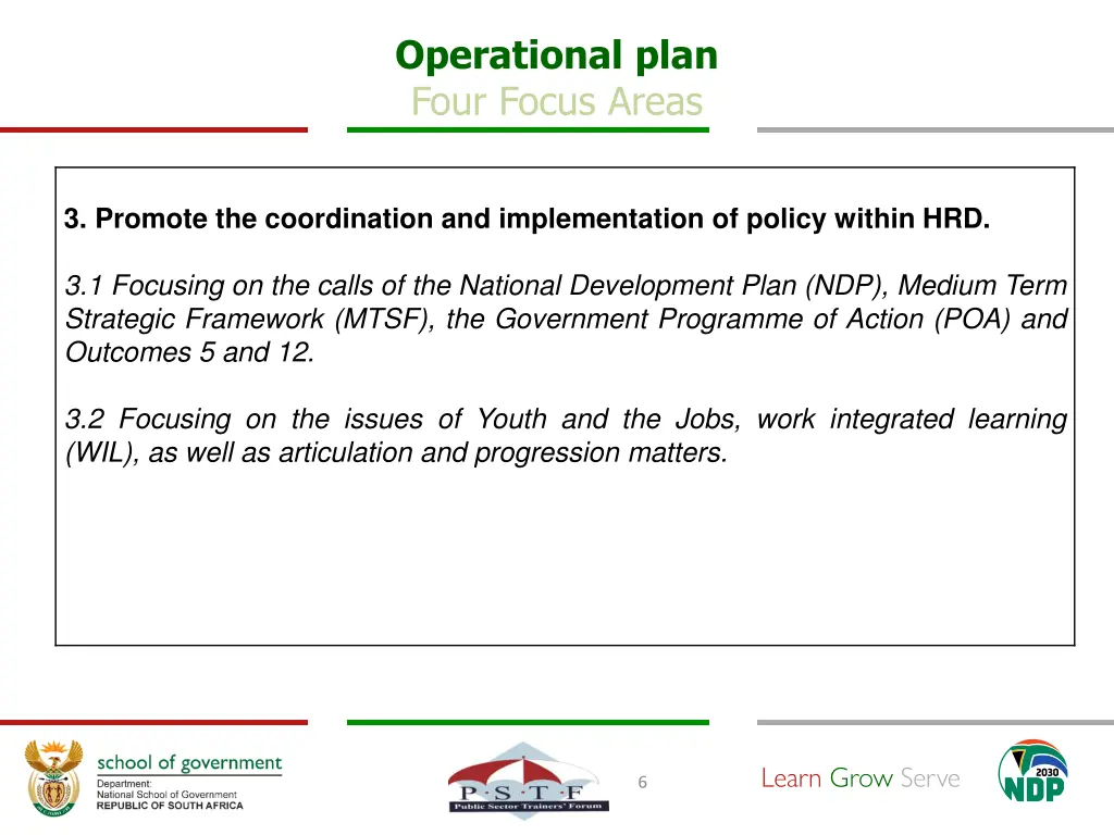 operational plan four focus areas 2