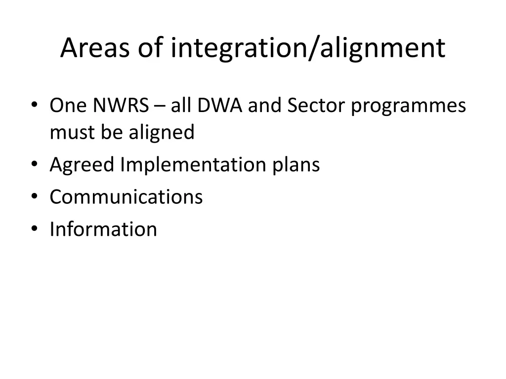 areas of integration alignment