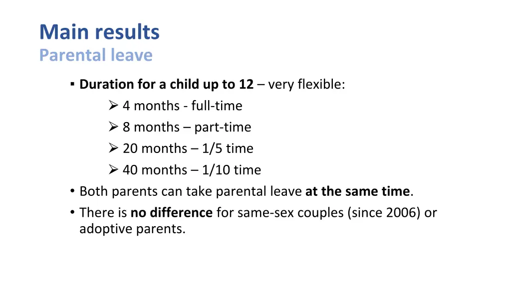 main results parental leave