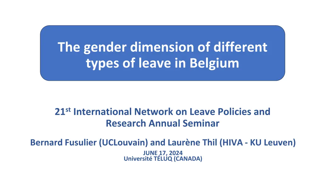 the gender dimension of different types of leave
