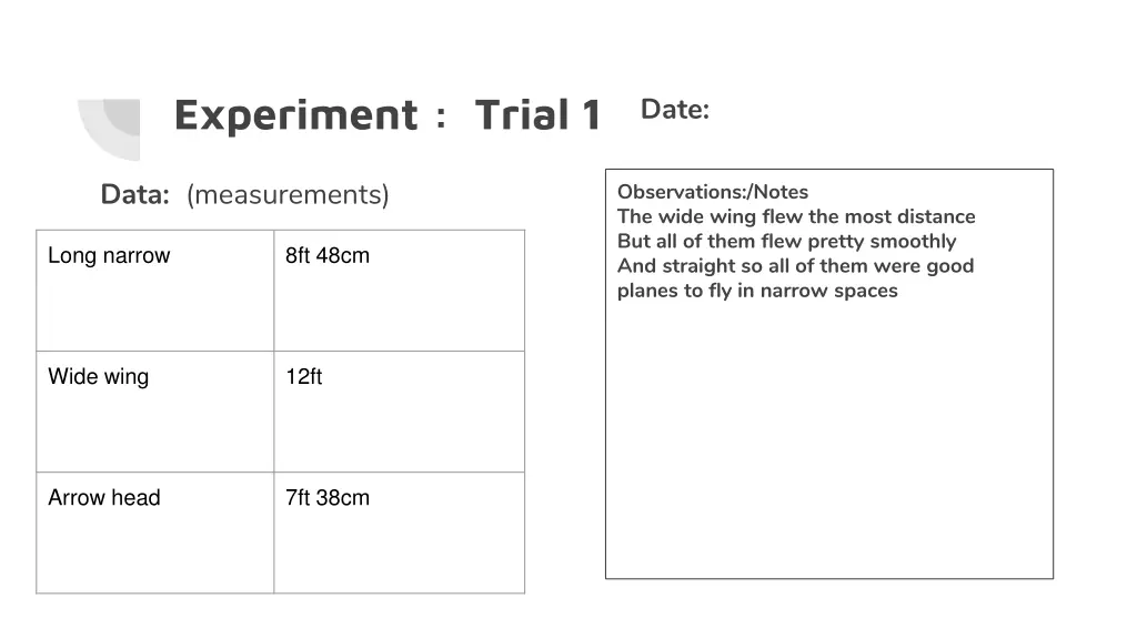 experiment trial 1