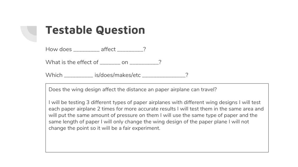 testable question