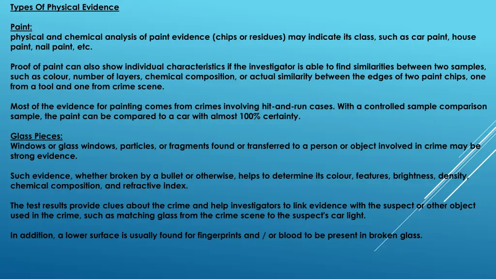 types of physical evidence