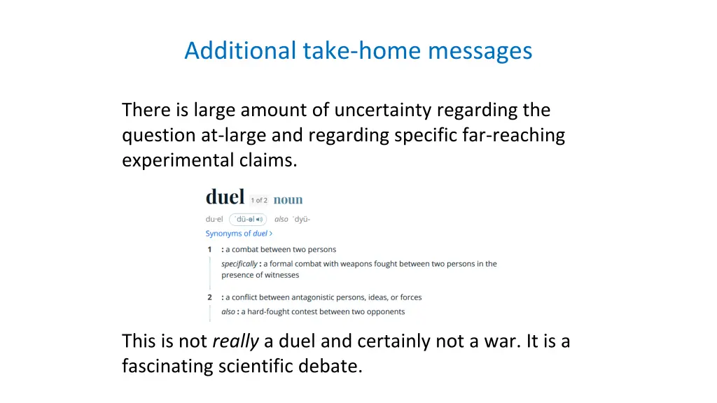 additional take home messages