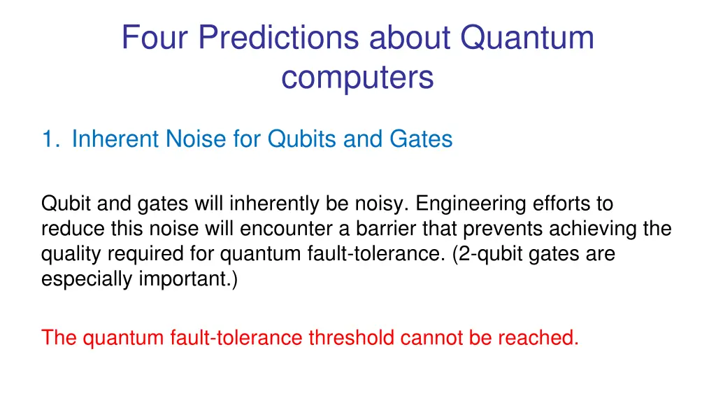 four predictions about quantum computers