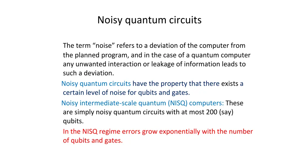 noisy quantum circuits