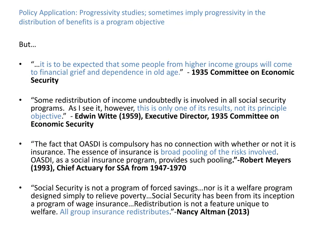 policy application progressivity studies
