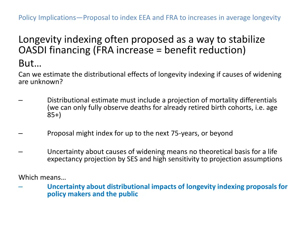 policy implications proposal to index