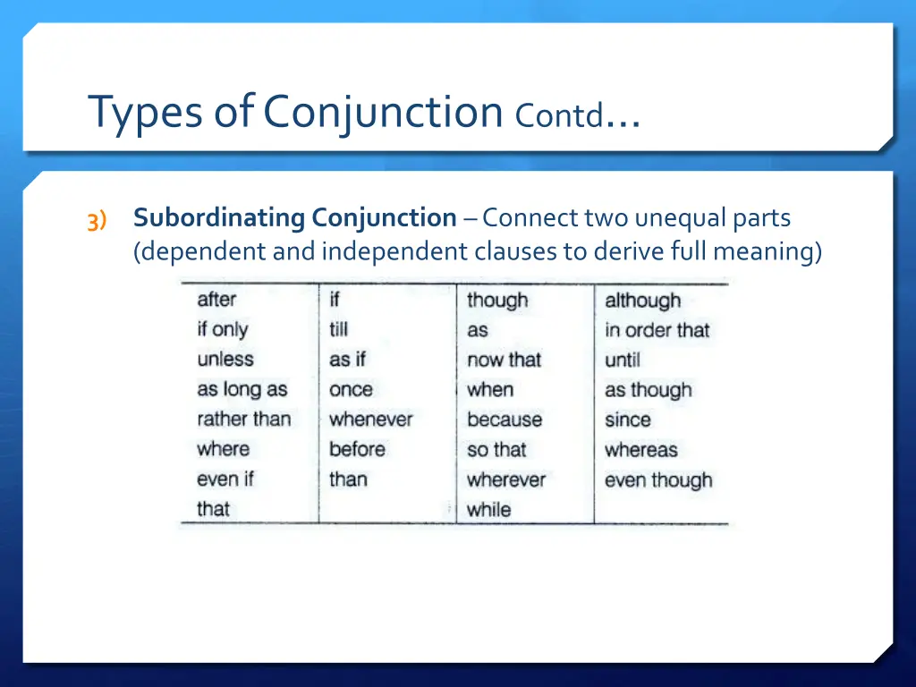 types of conjunction contd 1
