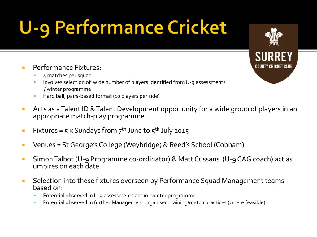 performance fixtures 4 matches per squad involves