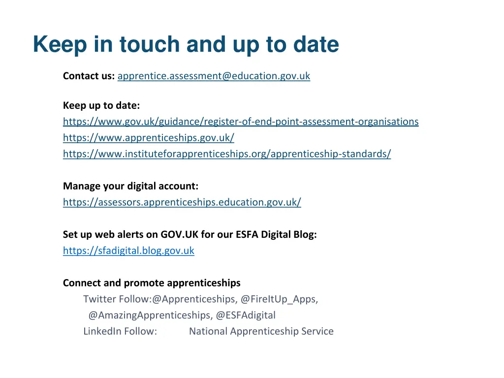 keep in touch and up to date