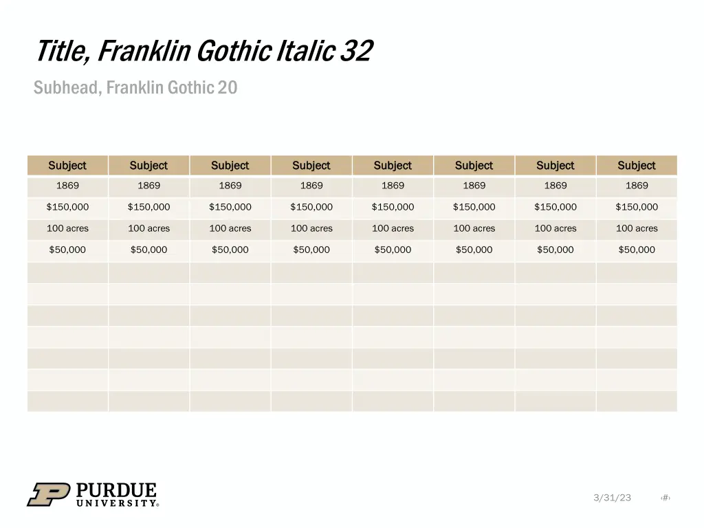 title franklin gothic italic 32 subhead franklin 2