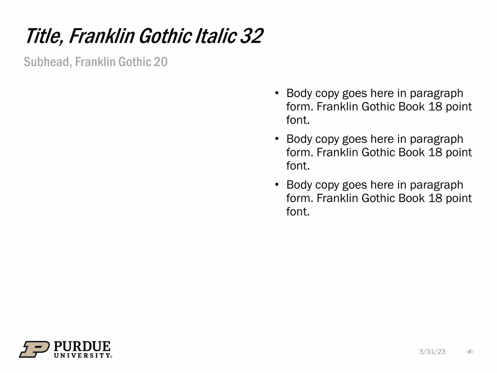 title franklin gothic italic 32 subhead franklin