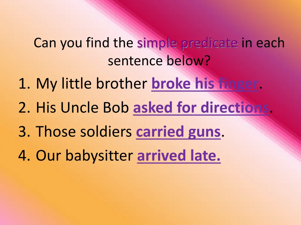 can you find the simple predicate in each