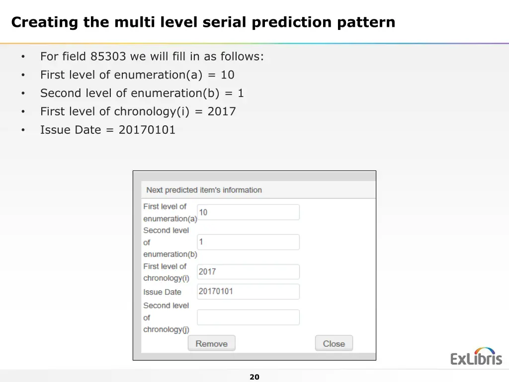 creating the multi level serial prediction pattern 10