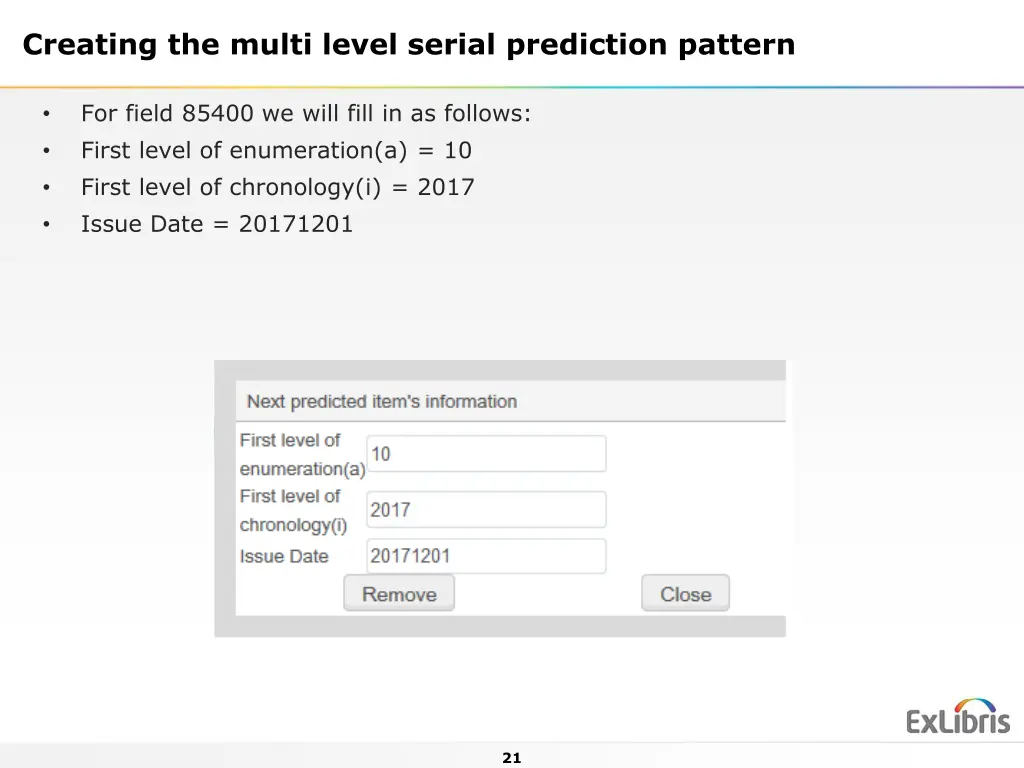 creating the multi level serial prediction pattern 11