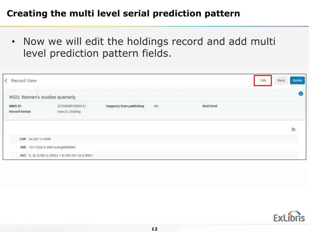creating the multi level serial prediction pattern 2