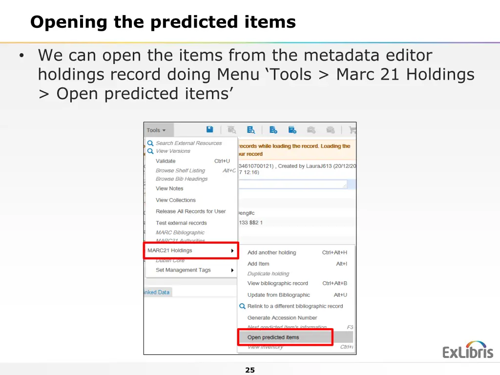 opening the predicted items 1