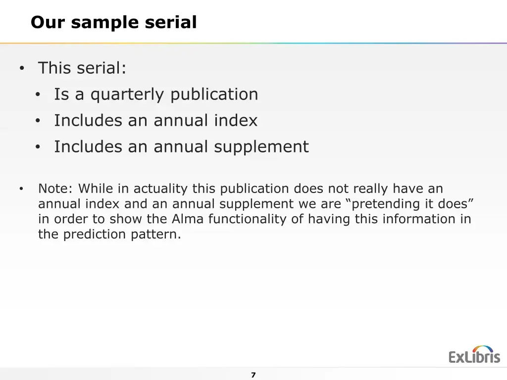 our sample serial 1