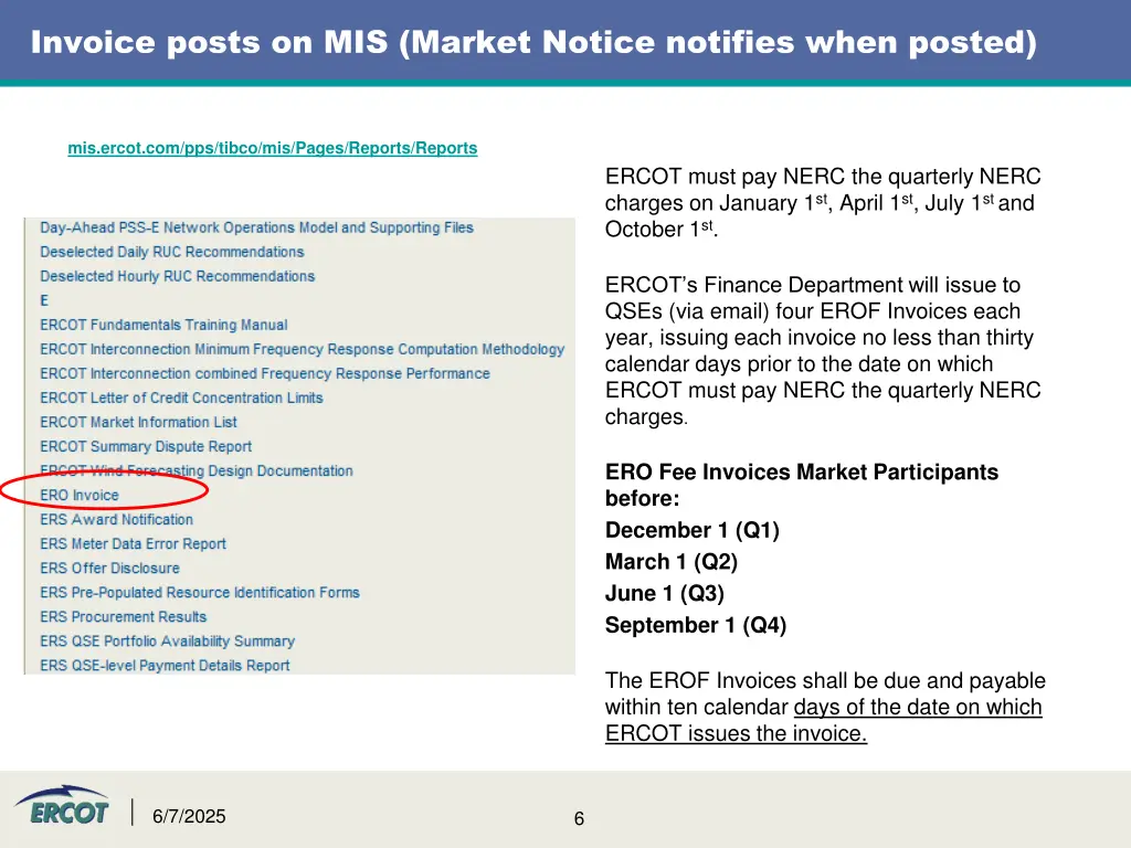 invoice posts on mis market notice notifies when
