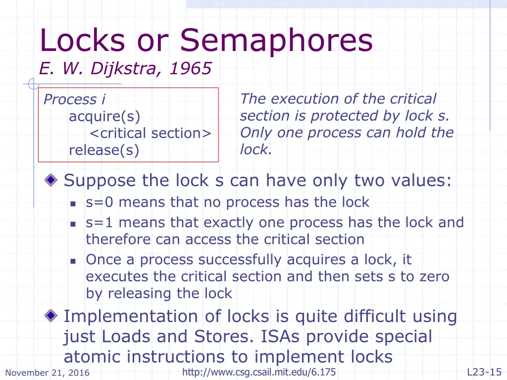 locks or semaphores e w dijkstra 1965