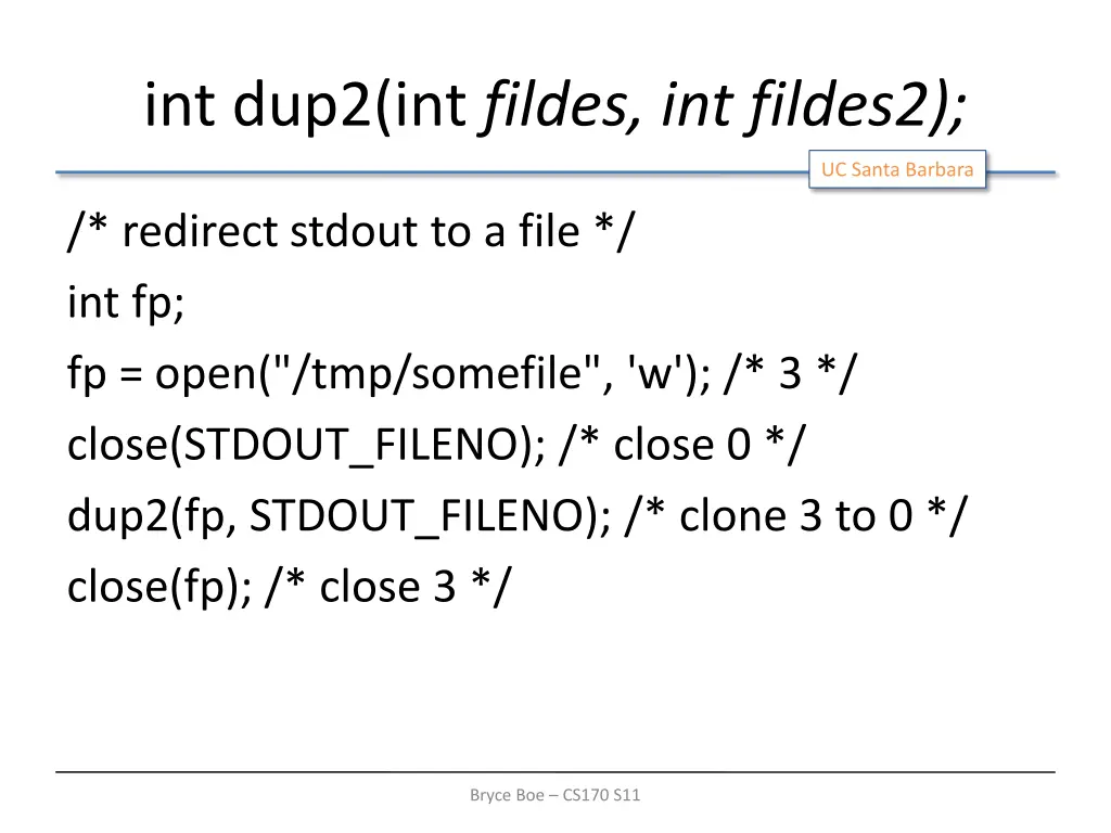 int dup2 int fildes int fildes2