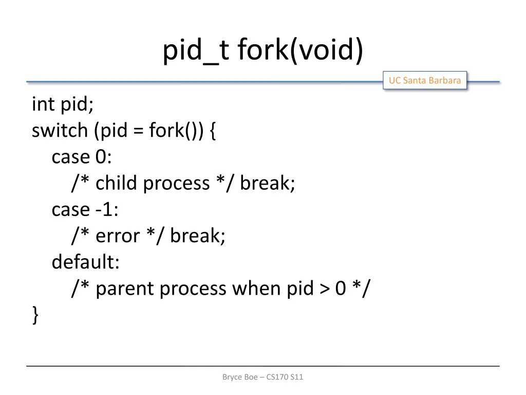 pid t fork void