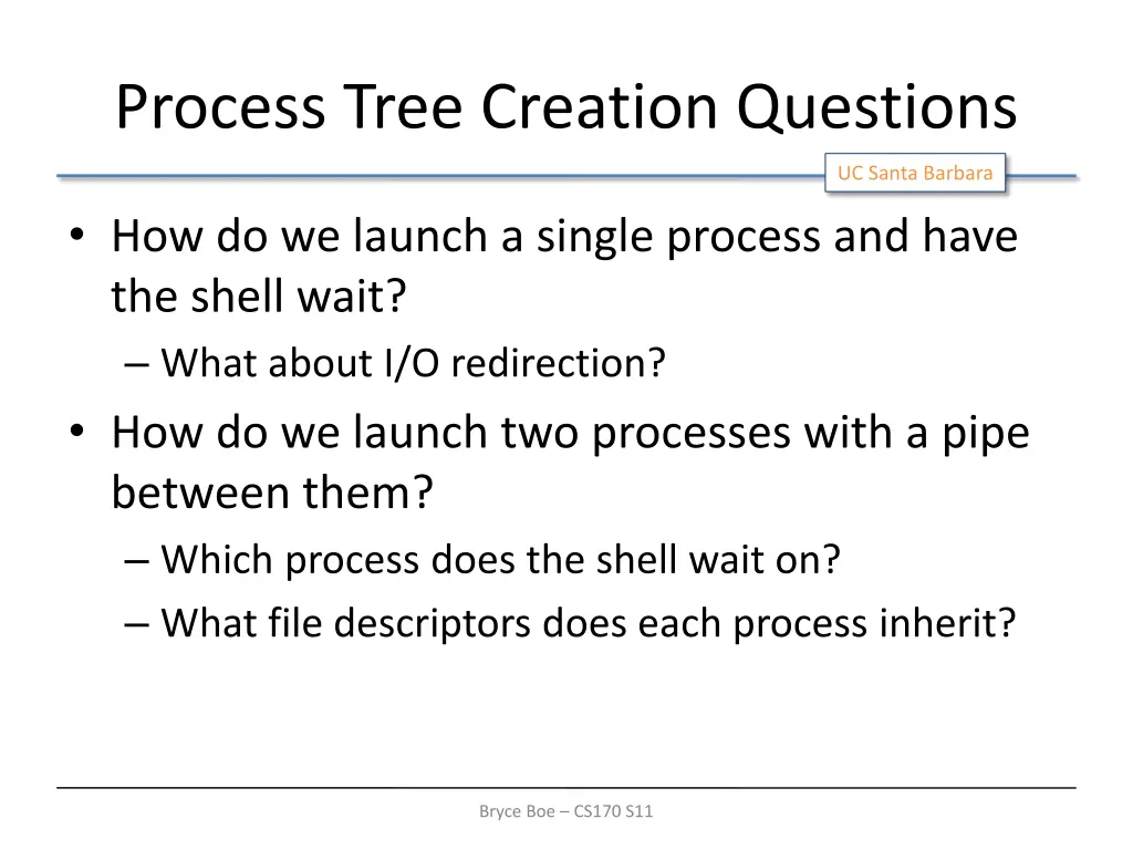 process tree creation questions