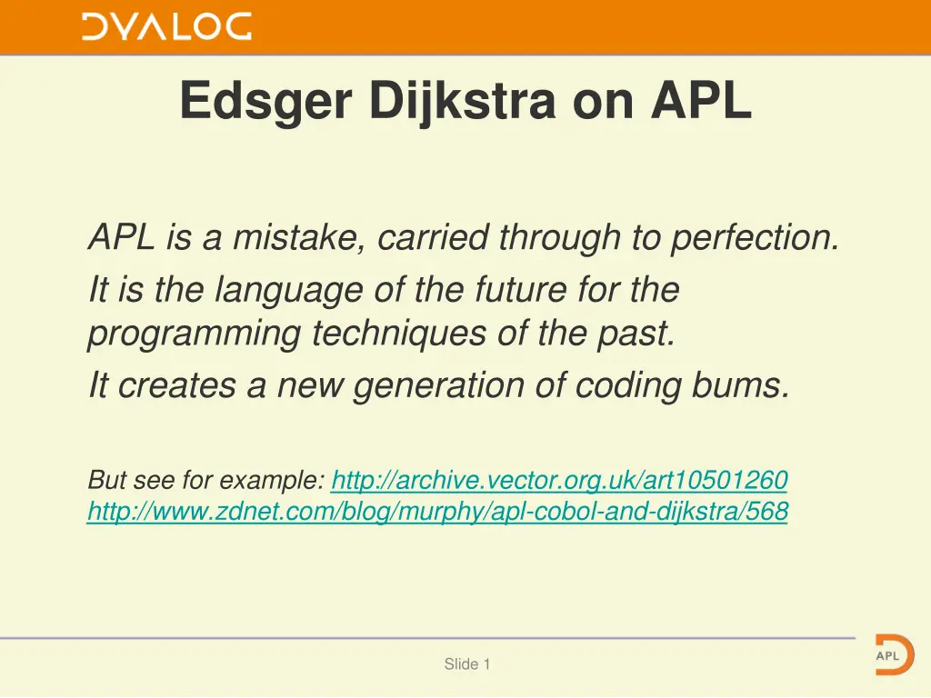 edsger dijkstra on apl