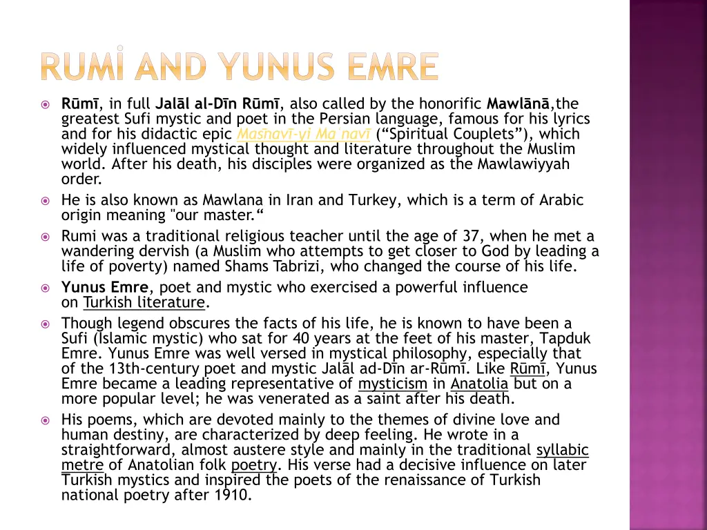 rum and yunus emre