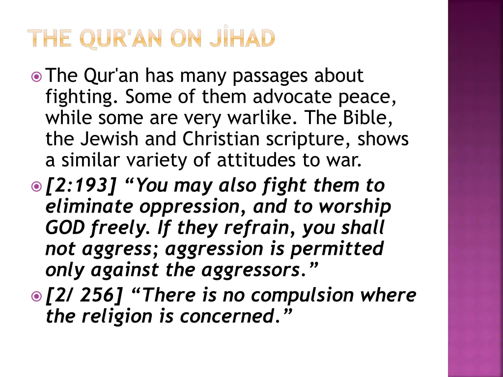 the qur an on j had