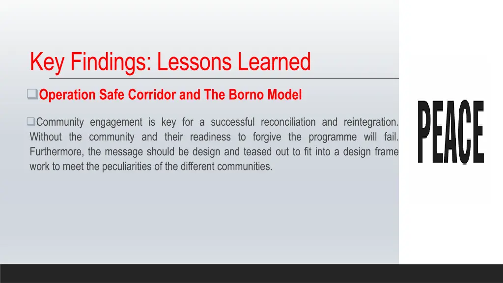 key findings lessons learned 1