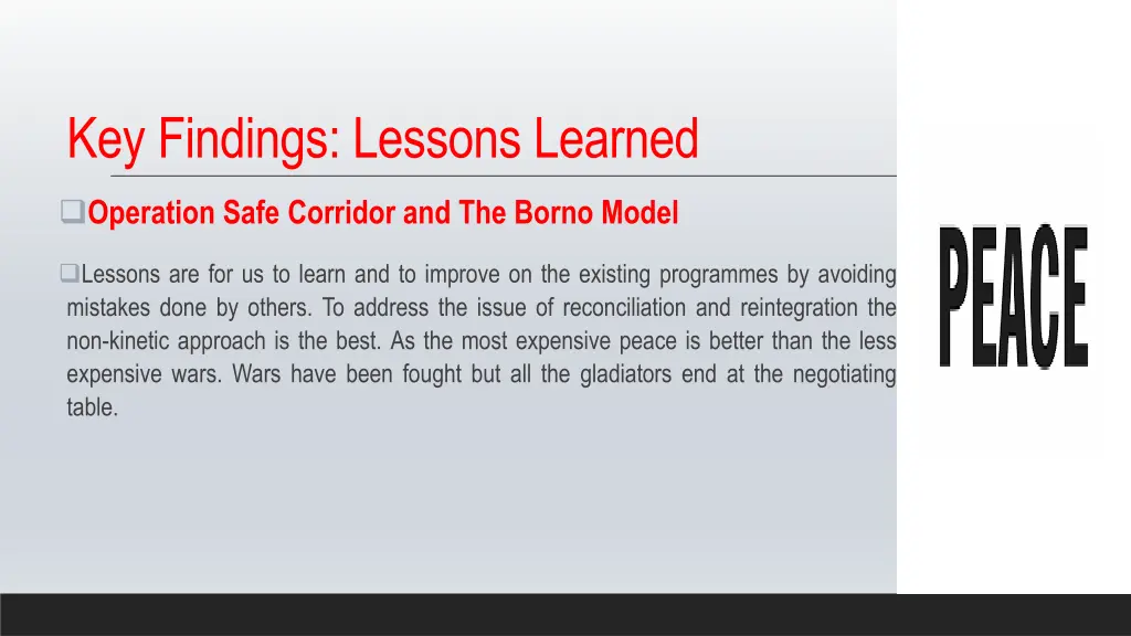 key findings lessons learned