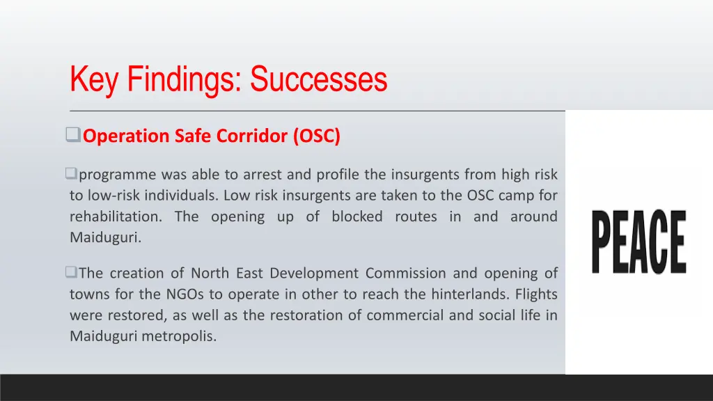 key findings successes 1