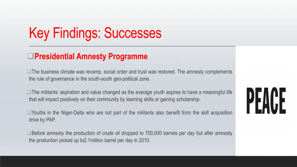 key findings successes