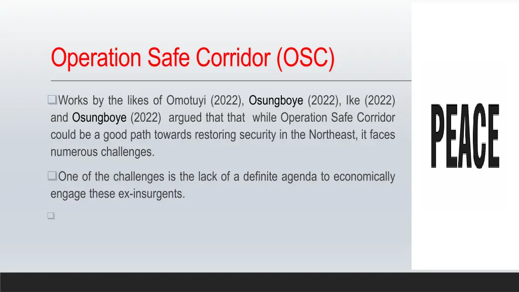 operation safe corridor osc 1