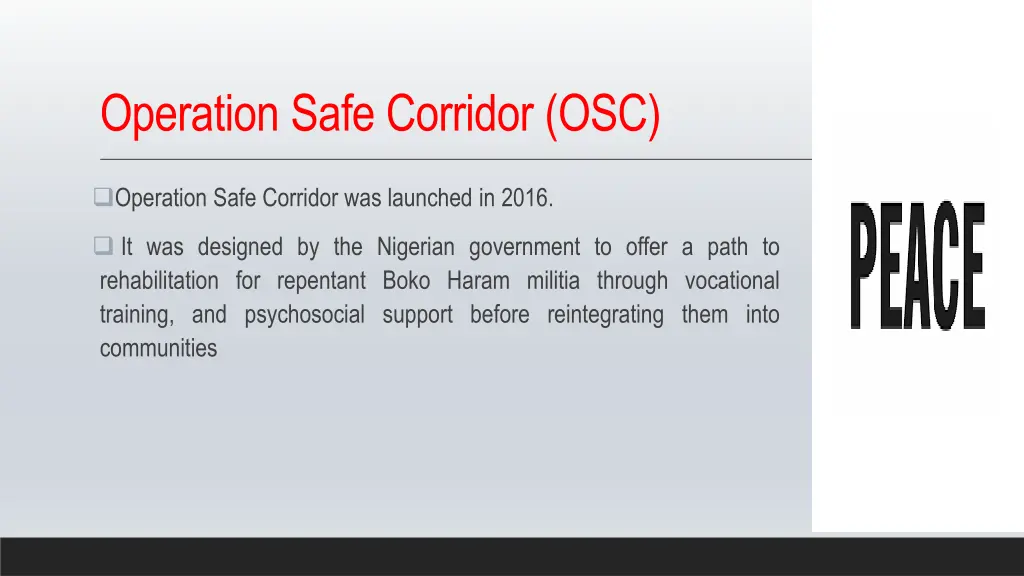 operation safe corridor osc