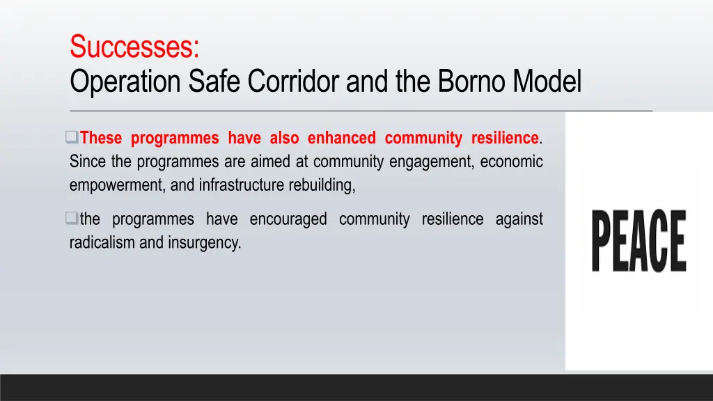 successes operation safe corridor and the borno 2