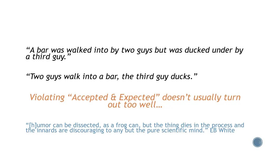 a bar was walked into by two guys but was ducked 1