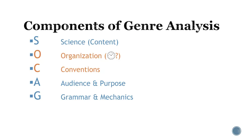 components of genre analysis s science content 1