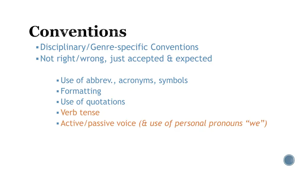 conventions disciplinary genre specific