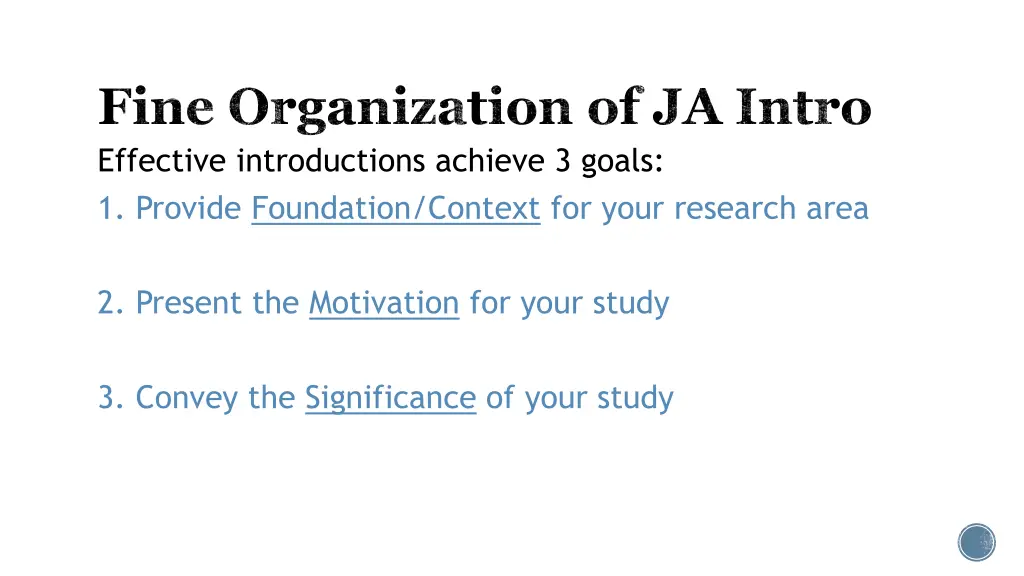 fine organization of ja intro effective