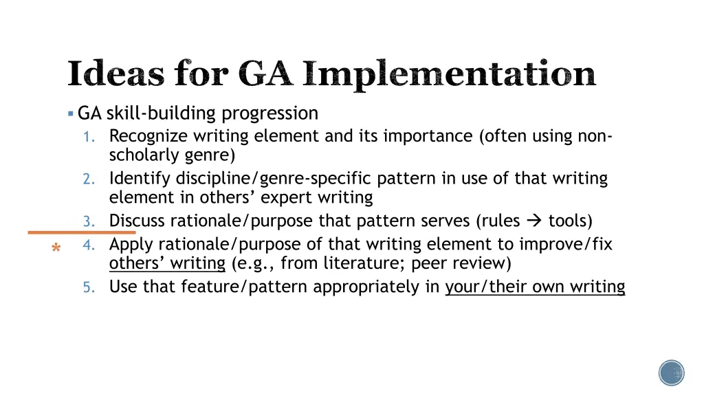 ideas for ga implementation 1