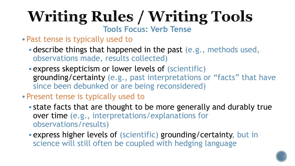 writing rules writing tools tools focus verb